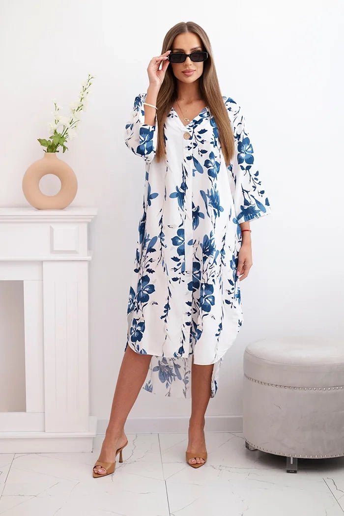 Women's floral viscose dress 21702 / – Navy blue цвет / color | Lexline Fashion