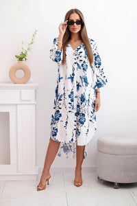 Women's floral viscose dress 21702 / – Navy blue цвет / color | Lexline Fashion