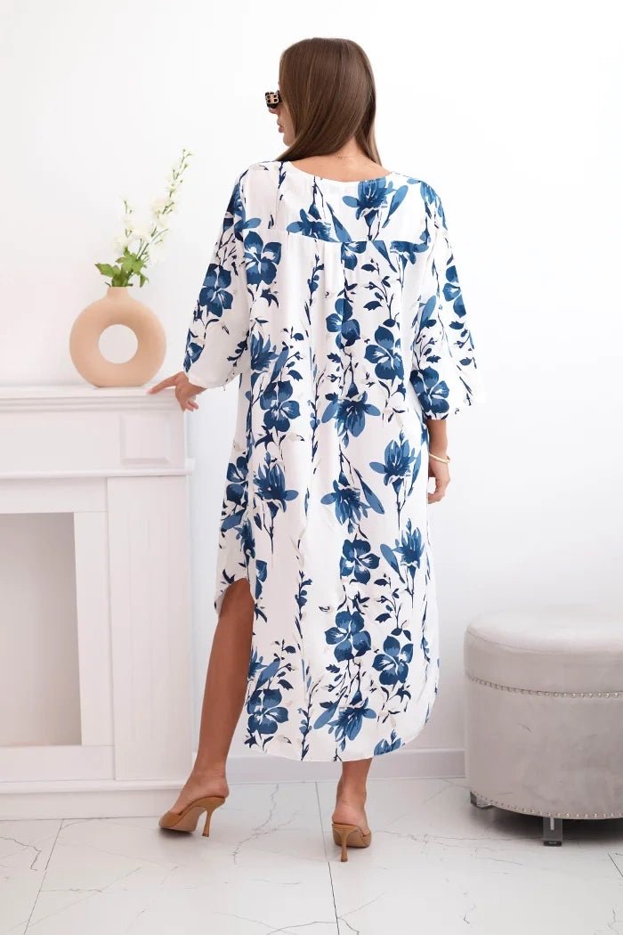 Women's floral viscose dress 21702 / – Navy blue цвет / color | Lexline Fashion