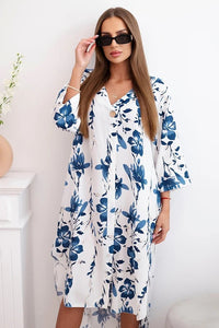 Women's floral viscose dress 21702 / – Navy blue цвет / color | Lexline Fashion