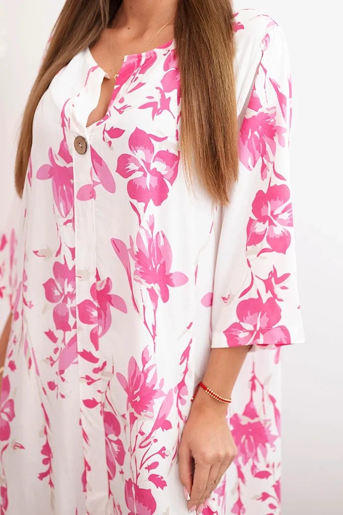 Women's floral viscose dress 21702 / – Pink цвет / color | Lexline Fashion