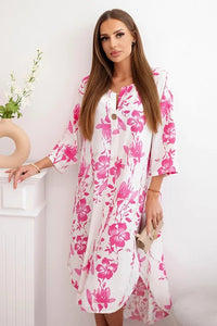 Women's floral viscose dress 21702 / – Pink цвет / color | Lexline Fashion
