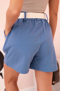 Women's high - waisted shorts with a belt ART53000 / – Black цвет / color | Lexline Fashion