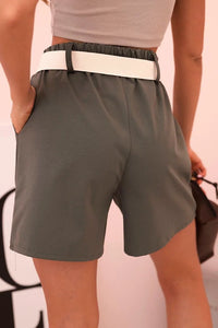 Women's high - waisted shorts with a belt ART53000 / – Khaki цвет / color | Lexline Fashion