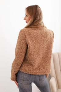 Women's jacket with wool in a fluffy texture and decorative buttons ART0029 / – Ecru цвет / color | Lexline Fashion