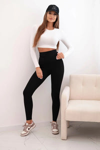 Women's leggings with a high waist H01 / – Black цвет / color | Lexline Fashion
