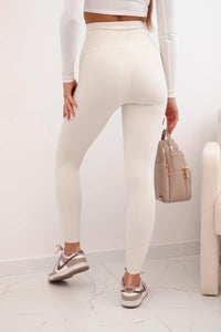 Women's leggings with a high waist H01 / – Light | Beige цвет / color | Lexline Fashion