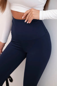Women's leggings with a high waist H01 / – Navy blue цвет / color | Lexline Fashion