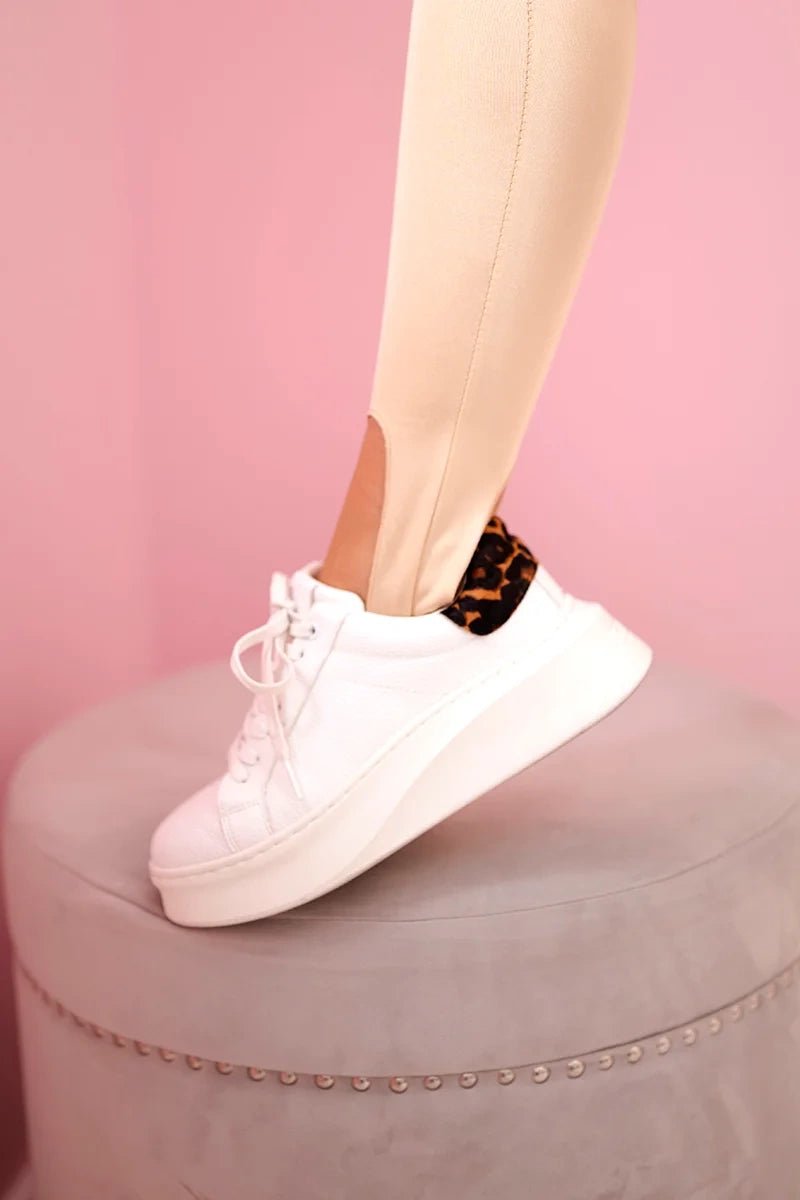 Women's leggings with heel openings, high waist 45491 / – Light || Camel цвет / color | Lexline Fashion