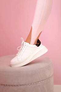 Women's leggings with heel openings, high waist 45491 / – Powder цвет / color | Lexline Fashion