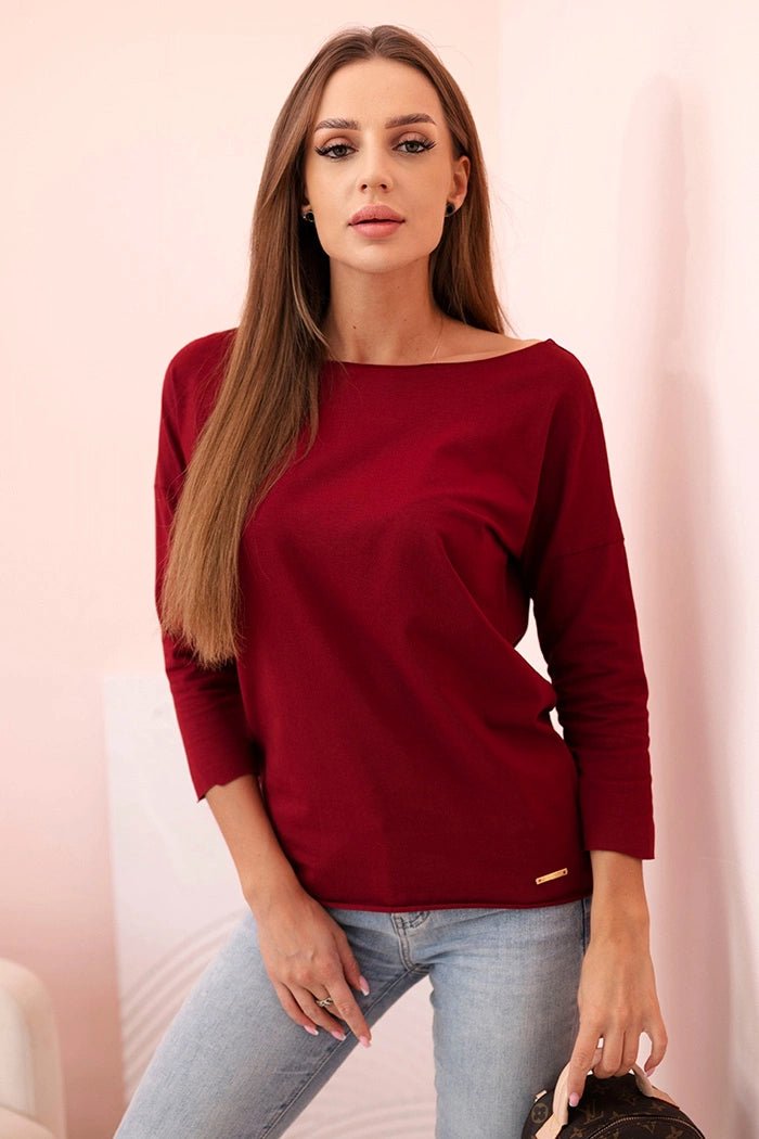 Women's light sweater with a crew neckline 51228 / – Burgundy цвет / color | Lexline Fashion