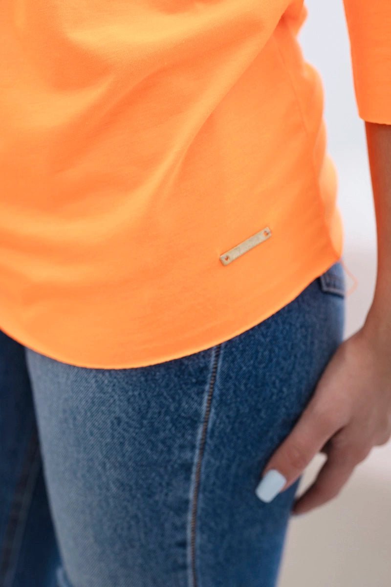 Women's light sweater with a crew neckline 51228 / – Neon Orange цвет / color | Lexline Fashion