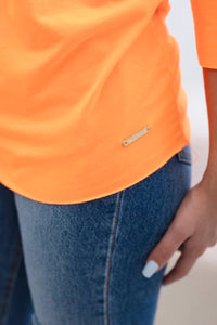 Women's light sweater with a crew neckline 51228 / – Neon Orange цвет / color | Lexline Fashion
