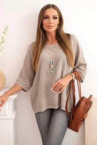 Women's linen - cotton short - sleeve blouse ART8003 / – Dark Beige цвет / color | Lexline Fashion