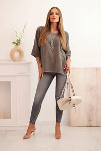 Women's linen - cotton short - sleeve blouse ART8003 / – Fango цвет / color | Lexline Fashion