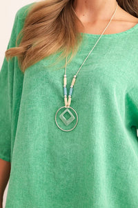 Women's linen - cotton short - sleeve blouse ART8003 / – Green цвет / color | Lexline Fashion