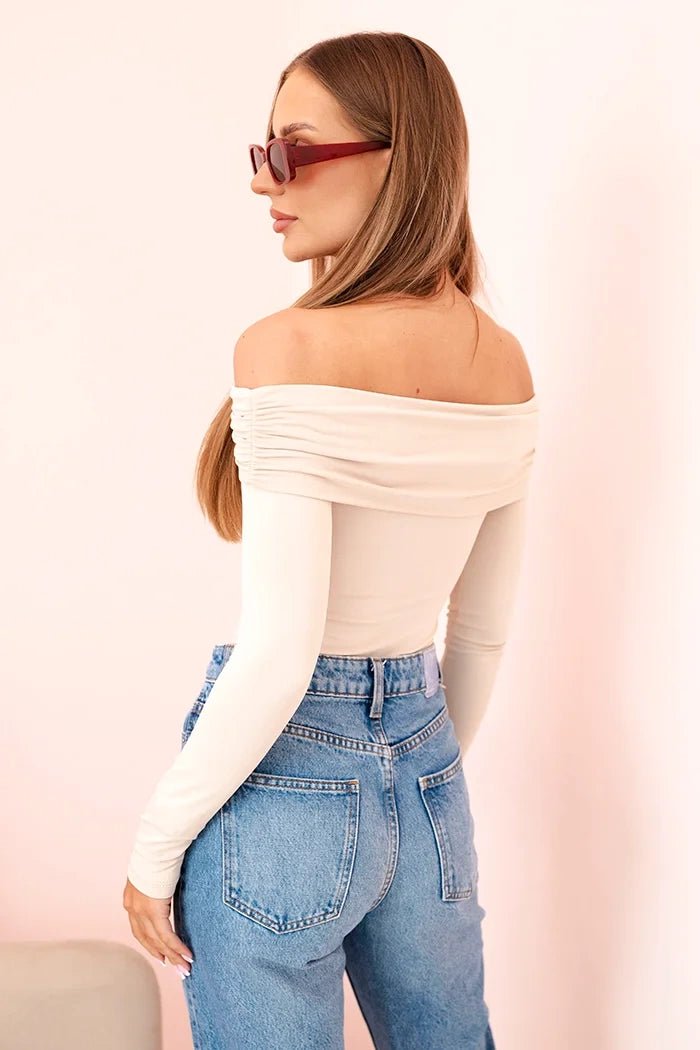 Women's long - sleeved bodysuit 12330 / – Beige цвет / color | Lexline Fashion