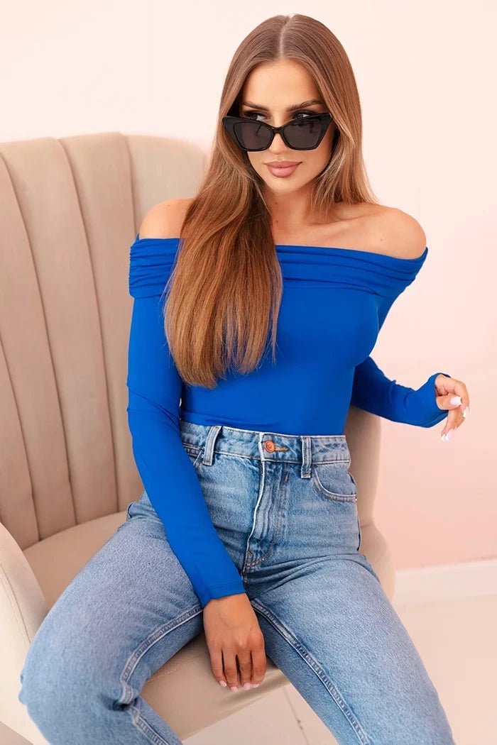 Women's long - sleeved bodysuit 12330 / – Blue cornflower цвет / color | Lexline Fashion