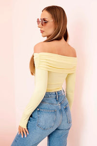 Women's long - sleeved bodysuit 12330 / – Yellow цвет / color | Lexline Fashion