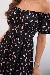 Women's maxi dress with flowers ART23647 / – Black цвет / color | Lexline Fashion