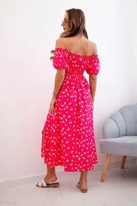Women's maxi dress with flowers ART23647 / – Fuchsia цвет / color | Lexline Fashion