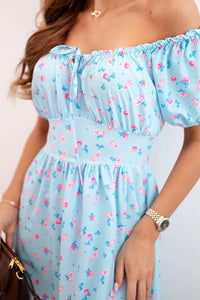 Women's maxi dress with flowers ART23647 / – Light | Blue цвет / color | Lexline Fashion
