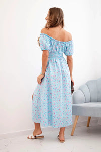 Women's maxi dress with flowers ART23647 / – Light | Blue цвет / color | Lexline Fashion