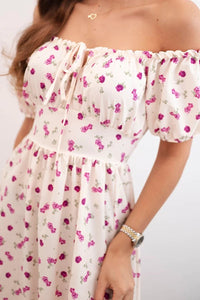 Women's maxi dress with flowers ART23647 / – Purple цвет / color | Lexline Fashion