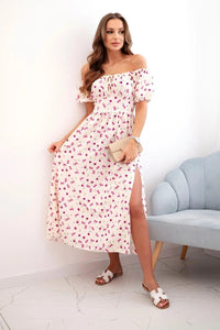 Women's maxi dress with flowers ART23647 / – Purple цвет / color | Lexline Fashion