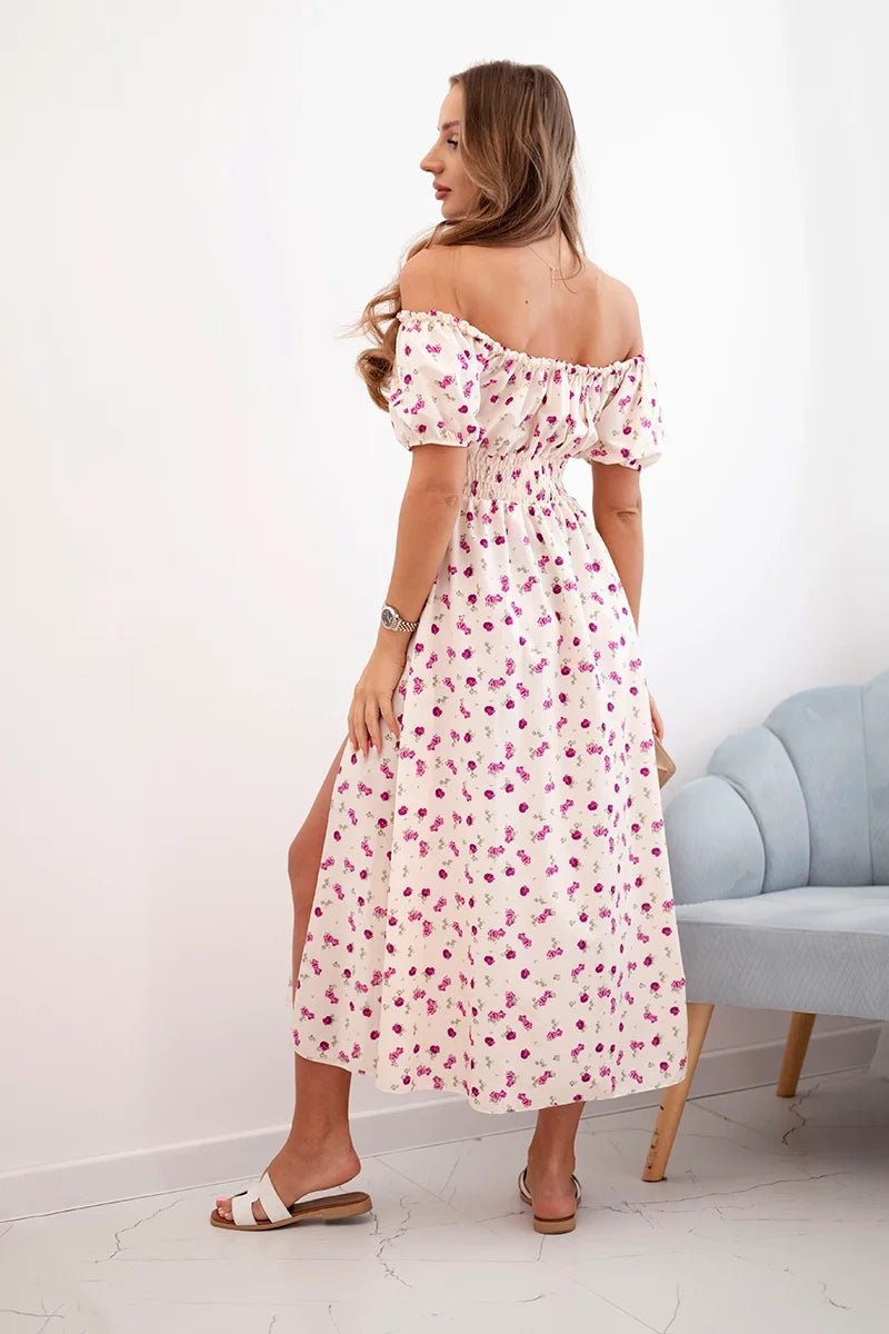 Women's maxi dress with flowers ART23647 / – Purple цвет / color | Lexline Fashion