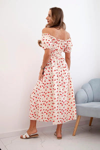 Women's maxi dress with flowers ART23647 / – Red цвет / color | Lexline Fashion