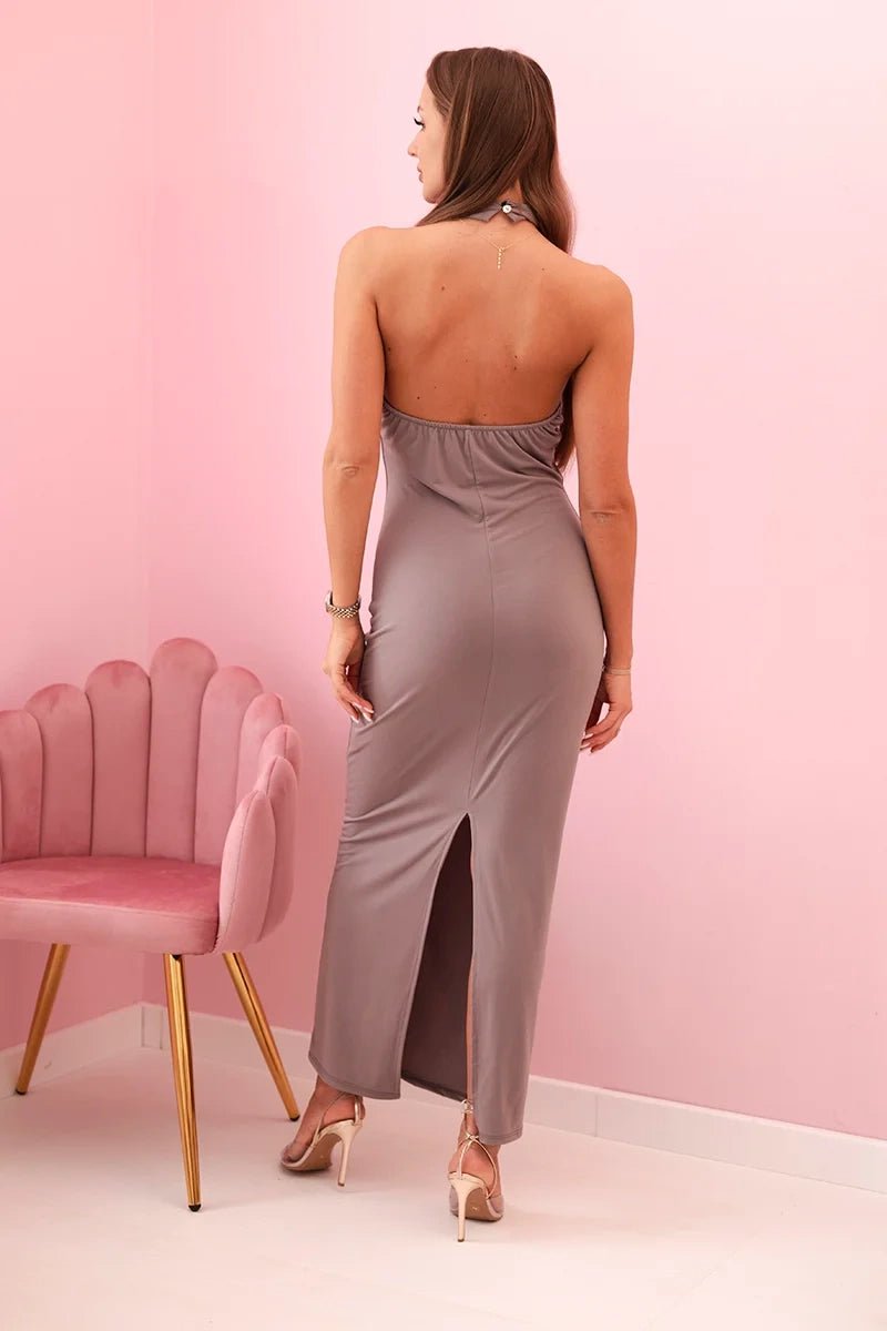 Women's maxi dress with open back ART10086 / – Fango цвет / color | Lexline Fashion