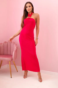 Women's maxi dress with open back ART10086 / – Fuchsia цвет / color | Lexline Fashion