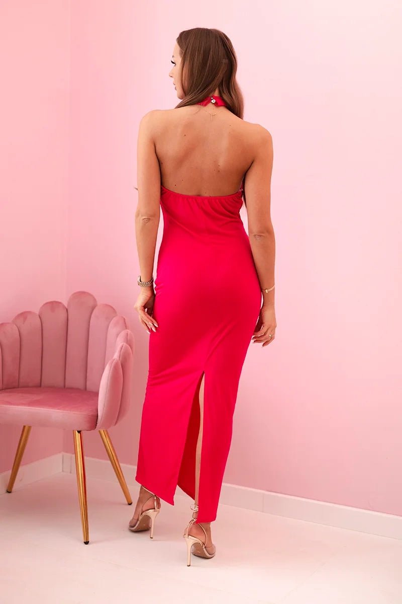 Women's maxi dress with open back ART10086 / – Fuchsia цвет / color | Lexline Fashion