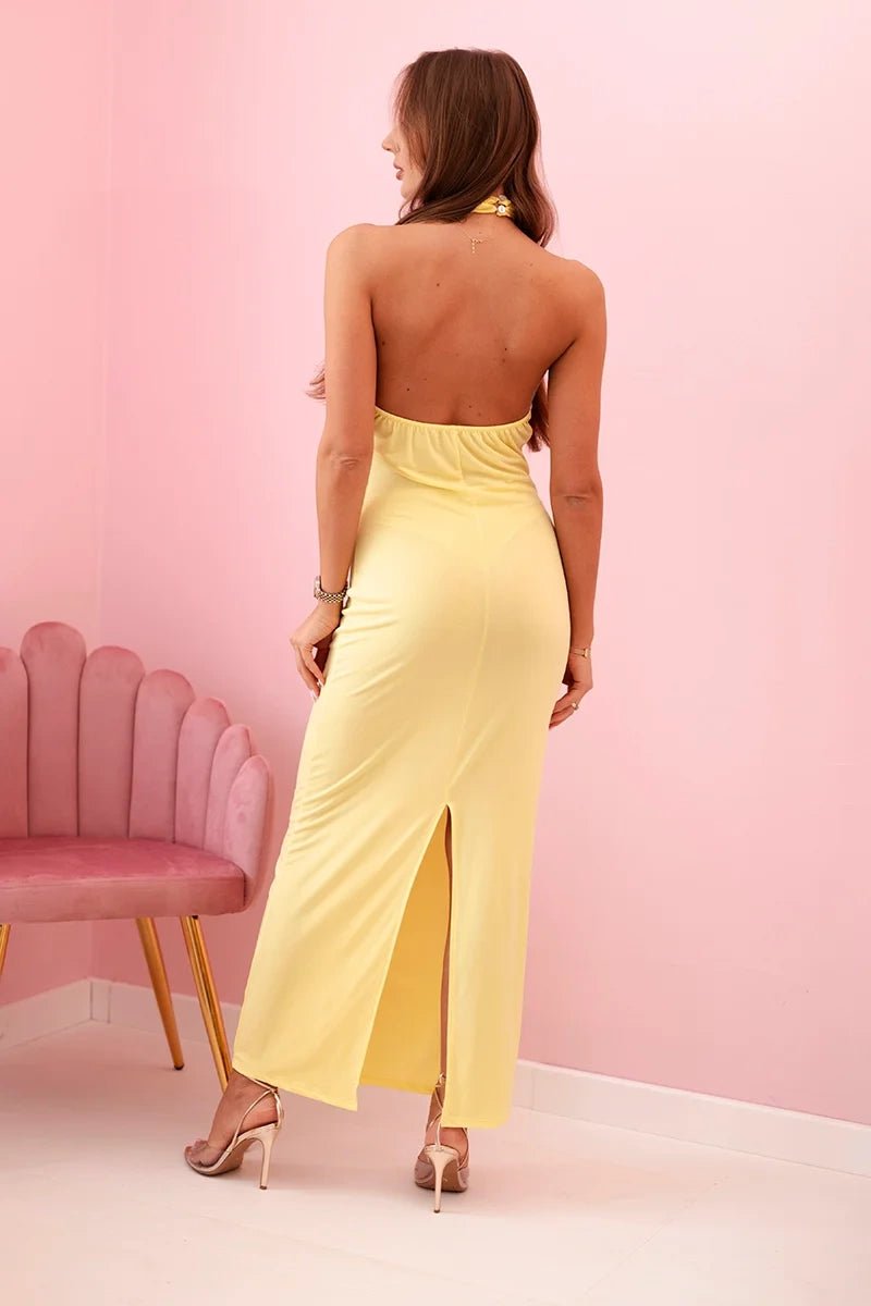 Women's maxi dress with open back ART10086 / – Yellow цвет / color | Lexline Fashion