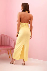 Women's maxi dress with open back ART10086 / – Yellow цвет / color | Lexline Fashion