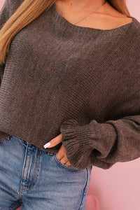 Women's mohair sweater with gathered sleeves and a cutout on the back 2506 / – Graphite цвет / color | Lexline Fashion