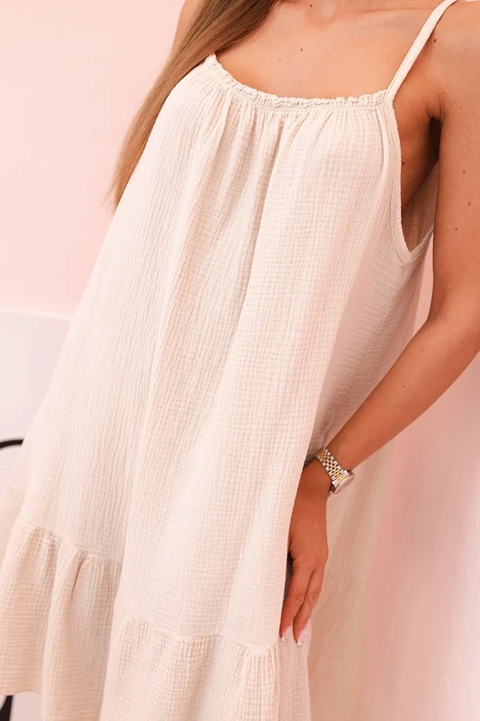 Women's muslin dress with straps T - 70 / – Beige цвет / color | Lexline Fashion