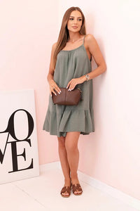 Women's muslin dress with straps T - 70 / – Khaki цвет / color | Lexline Fashion