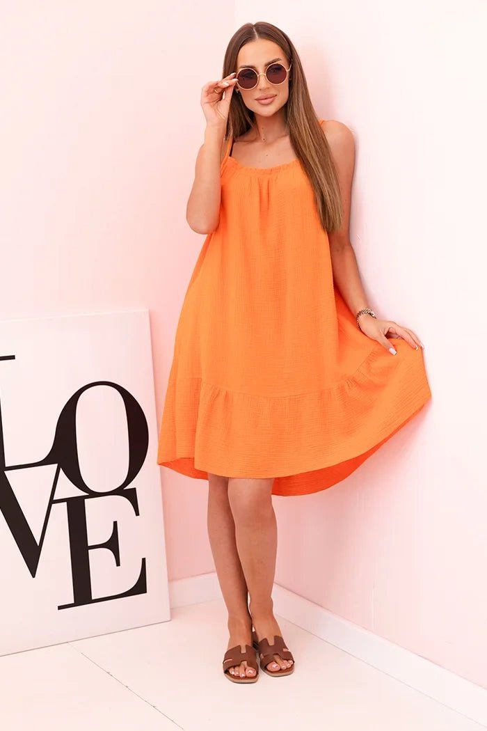 Women's muslin dress with straps T - 70 / – Orange цвет / color | Lexline Fashion