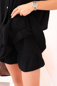 Women's muslin set with short sleeves and skirt - shorts IT - 69 / – Black цвет / color | Lexline Fashion