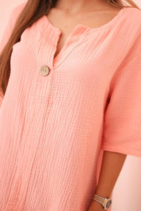 Women's muslin shirt with a button ART9225 / – Apricot цвет / color | Lexline Fashion