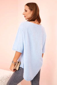 Women's muslin shirt with a button ART9225 / – Blue цвет / color | Lexline Fashion