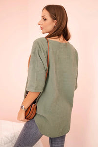 Women's muslin shirt with a button ART9225 / – Khaki цвет / color | Lexline Fashion