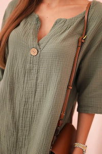 Women's muslin shirt with a button ART9225 / – Khaki цвет / color | Lexline Fashion
