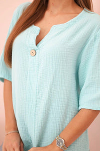 Women's muslin shirt with a button ART9225 / – Mint цвет / color | Lexline Fashion