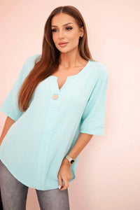Women's muslin shirt with a button ART9225 / – Mint цвет / color | Lexline Fashion