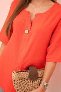 Women's muslin shirt with a button ART9225 / – Red цвет / color | Lexline Fashion