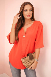 Women's muslin shirt with a button ART9225 / – Red цвет / color | Lexline Fashion