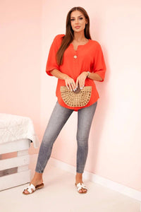 Women's muslin shirt with a button ART9225 / – Red цвет / color | Lexline Fashion